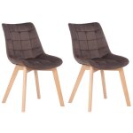 Lot de 2 chaises de salle à manger passaic en velours piètement en bois de hêtre marron Lot de 2 chaises de salle à manger passaic en velours piètement en bois de hêtre marron