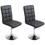 Chaises de salle � manger - clp - peking v2 - similicuir noir - r�glable en hauteur - si�ge pivotant