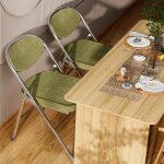 Lot de 2 chaises de salle  manger pliantes chaises de salle  manger en tissu doux et structure en acier ...