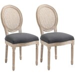 Lot de 2 chaises de salle � manger - chaise de salon m�daillon style louis xvi - bois massif sculpt� ...