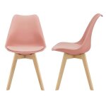 Lot de 2 chaises de salle � manger si�ge scandinave cuisine plastique synth�tique h�tre 81