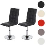 Lot de 2 chaises de salle � manger en similicuir gris hwc - c41 avec hauteur dassise r�glable et dossier ...