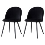 Chaise de salle � manger - velours - noir - lot de 2 - coussins doux - style classique