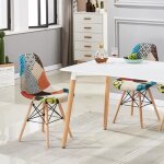 Lot de 2 chaises de salle à manger en tissu tulipe patchwork ? style eiffel vintage pieds en bois ? salle ... Lot de 2 chaises de salle à manger en tissu tulipe patchwork ? style eiffel vintage pieds en bois ? salle ...