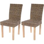 Lot de 2 chaises de séjour littau en osier et rotin kubu - gris - salle à manger - ethnique Lot de 2 chaises de séjour littau en osier et rotin kubu - gris - salle à manger - ethnique
