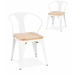 Lot de 2 chaises style industriel metropolis blanches
