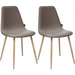 Lot de 2 chaises style vintage marylin pieds m�tal imitation h�tre atmosphera - taupe