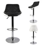 Lot de 2 chaises tabourets de bar cuisine en simili cuir rglage en hauteur avec dossier noir blanc