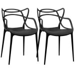Lot de 2 chaises thonet noires empilables ? chaise design int�rieur ext�rieur ? polypropyl�ne r�sistant ...