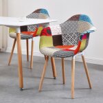 Lot de 2 chaises patchwork - avec accoudoirs - chaise de salle à manger vintage - pieds en hêtre - rouge ... Lot de 2 chaises patchwork - avec accoudoirs - chaise de salle à manger vintage - pieds en hêtre - rouge ...
