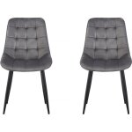 Lot de 2 chaises victoria en velours - gris
