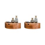 Lot de 2 chevets suspendus 1 tiroir 40x20x12 cm en acacia naturel