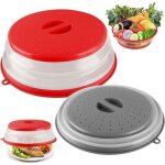 Lot de 2 cloche micro onde - 28 cm - couvercle micro - ondes r�tractable - panier filtrant avec trous ...