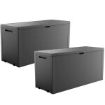 Lot de 2 coffres de rangement - keter - emily - extérieur - résine - 270 l - gris Lot de 2 coffres de rangement - keter - emily - extérieur - résine - 270 l - gris