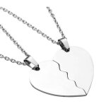 Collier couple - amour - lot de 2 - pendentif c?ur personnalis - acier inoxydable - cadeau amiti