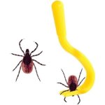 Lot de 2 crochets tire tique animaux homme chien chat lapin cheval set 2 ticks hooks couleur jaune