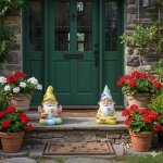 Lot de 2 d�corations nains de jardin pot de miel 19 cm