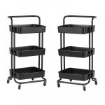 Lot de 2 desserte � roulettes - chariot de rangement avec 3 paniers et poign�e - 2 freins - 43x36x87 ...