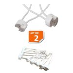 Lot de 2 douilles culot gu5. 3 (mr16) pour ampoule halog�ne ou led - lampesecoenergie - c�ramique blanche ...