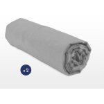Lot de 2 draps housse - home linge passion - gris clair - 90x190cm - bonnet 25cm