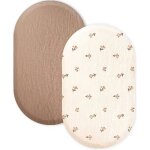 Lot de 2 draps - housses hydrophiles pour lit b�b� et matelas de poussette - motif fleurs beige et cr�me ...