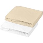Lot de 2 draps housse jersey oeko - tex® pour lit enfant - blanc / cailloux - 70 x 140 cm Lot de 2 draps housse jersey oeko - tex® pour lit enfant - blanc / cailloux - 70 x 140 cm
