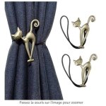 Embrasses de rideaux - lot de 2 - vintage - forme de chat - argent�