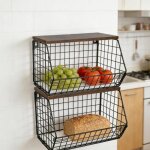 Lot de 2 empilable panier fruits murale panier a fruit en fil m�tallique - mengda - etag�re de comptoir ...