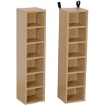 Homcom - rangement pour cd et dvd - bois - 21x19x88cm - beige