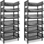 Lot de 2 �tag�res paniers 6 niveaux artecsis - 120x50x40cm(hxlxp) anthracite charge max 10kg / cagette ...