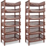 Lot de 2 �tag�res paniers 6 niveaux artecsis - 120x50x40cm(hxlxp) brun charge max 10kg / cagette - etag�re ...