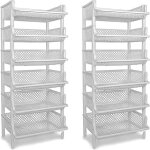 Lot de 2 �tag�res paniers 6 niveaux artecsis - 120x50x40cm(hxlxp) gris granite charge max 10kg / cagette ...