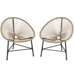 Lot de 2 fauteuils de jardin acapulco - outsunny - structure triangulaire charge 120kg - r�sine tress�e ...