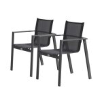 Lot de 2 fauteuils de jardin empilables en aluminium - gris anthracite
