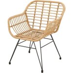 Lot de 2 fauteuils de jardin - imitation rotin naturel - structure acier chaise - l62 x h 64 x p 62 cm ...