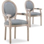 Lot de 2 fauteuils médaillon louis xvi tissu gris Lot de 2 fauteuils médaillon louis xvi tissu gris