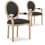 Lot de 2 fauteuils m�daillon louis xvi tissu noir