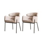 Lot de 2 fauteuils repas 62x61x80 cm en tissu bouclette sable