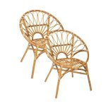 Lot de 2 fauteuils en rotin naturel - longueur 67 x profondeur 61 x hauteur 84 cm