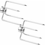 Lot de 2 fourchettes tourne - broche barbecue ? fer chrom� ? longueur 8. 5cm ? pour r�tissoire � gril ...