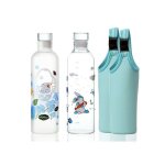 Lot 2 gourdes sport en verre borosilicate 500 ml - �tuis n�opr�ne + bouchons inox herm�tiques