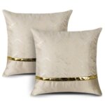 Lot de 2 housses de coussin rayures vagues dorées housse de coussin déco 45 x 45 cm beige Lot de 2 housses de coussin rayures vagues dorées housse de coussin déco 45 x 45 cm beige
