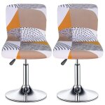 Lot de 2 housses de tabouret de bar avec dossier extensible imprim� geometrique d�cor de chaise universelle ...