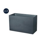 Lot de 2 jardini�res muret graphit 995 x 395 x 60 cm - 116 l - gris anthracite - eda