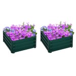 Lot de 2 jardini�res sur�lev�es - outsunny - pour l�gumes fleurs - acier galvanis� - 60 x 60 x 305 cm ...