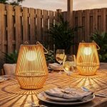 Lot de 2 lampadaire dext�rieur solaire - cdisplay - lampe de jardin - rotin synth�tique - 16x21cm - ip44 ...