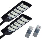 Lot de 2 lampadaires solaire 6500k 12000lm 5730smd cr�puscule � lev� + t�l�commande �clairage de parking ...