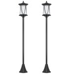 Lot de 2 lampadaires solaires ext�rieur - outsunny - lampes led - allumage et extinction automatiques ...