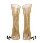 Lot 2 lampadaire sur pieds en bambou lampe de sol luminaire coloris naturel - diamtre 25 x hauteur 100 ...