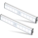 Lot de 2 lampes 10 led sans fil rechargeable par usb aimant dtecteur de mouvement 2 modes d?clairage ...